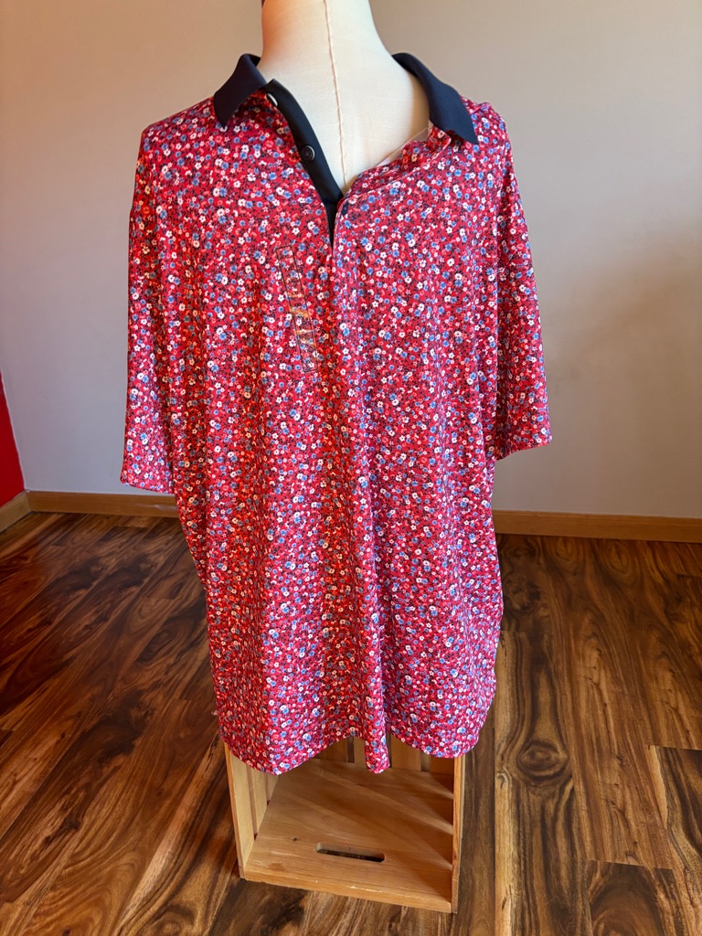 Walter Hagen Floral Polo Top With Blue Collar